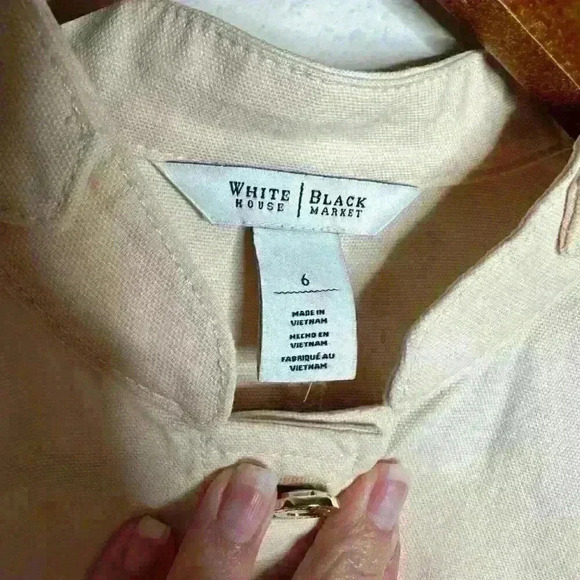 White House Black Market Lightweight‎ Denim Jacket Peach Sz 6 - Picture 7 of 10